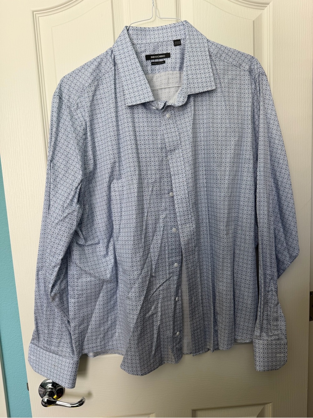 Indochino Light Blue Geometric Print Dress Shirt